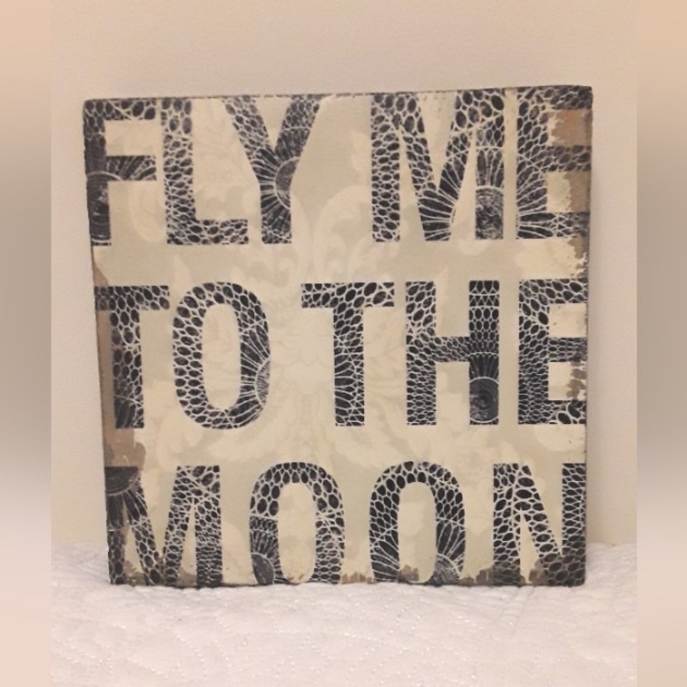 FLY ME TO THE MOON WALL ART BLOCK